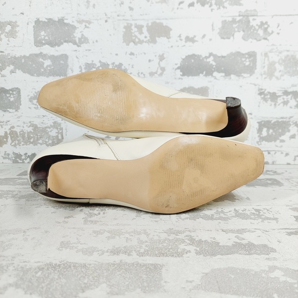 Nordstrom Arazio Kitten Heel White Cream Leather Ankle Booties Size 9 - Picture 10 of 13